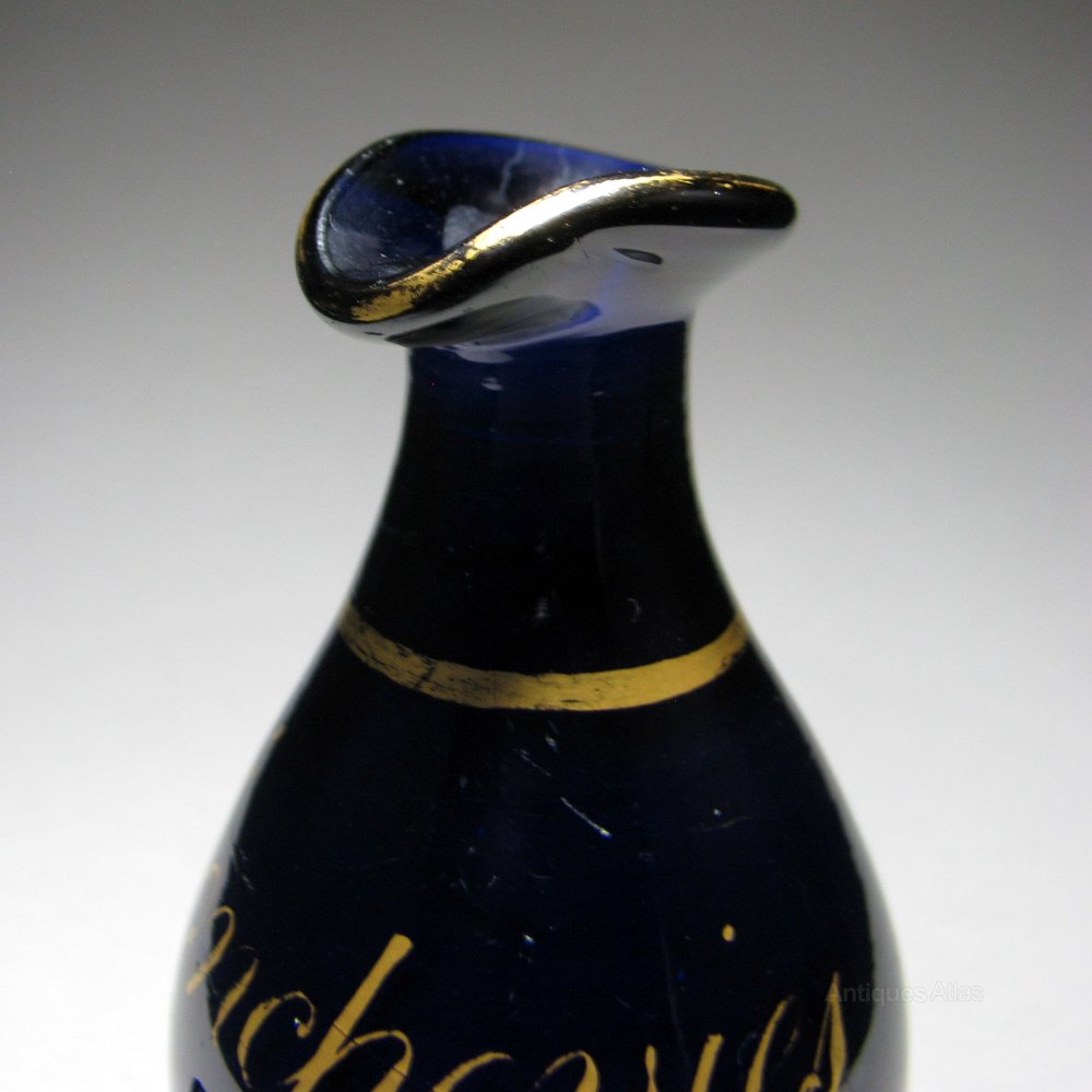 Antiques Atlas Bristol Blue 'Anchovies' Condiment Bottle C1820
