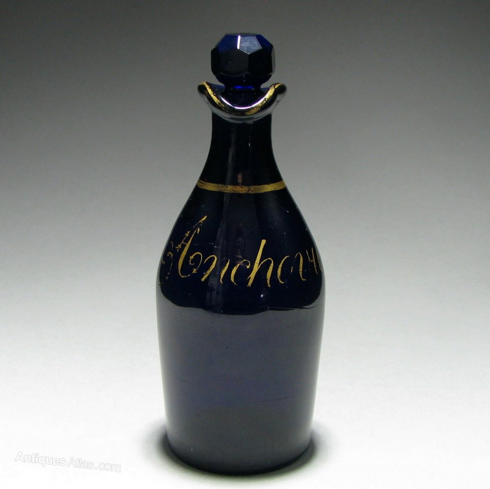 Antiques Atlas Bristol Blue 'Anchovies' Condiment Bottle C1820