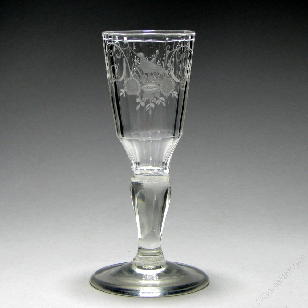 Antiques Atlas Engraved 18th Century Pedestal Stem Wine Glass