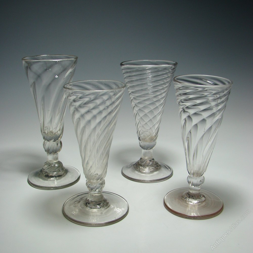 Antiques Atlas Four Wrythen Ale Glasses C1760