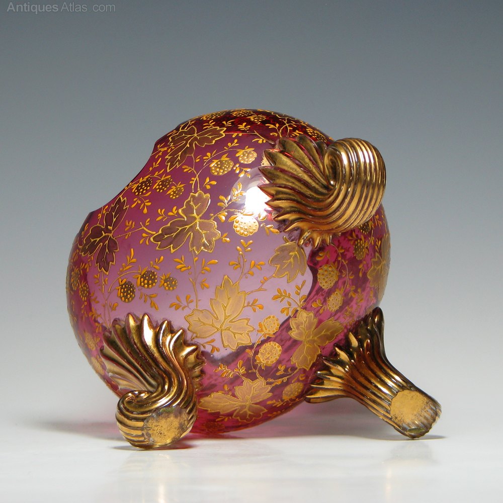 Antiques Atlas Moser Gilded Glass Pillow Vase