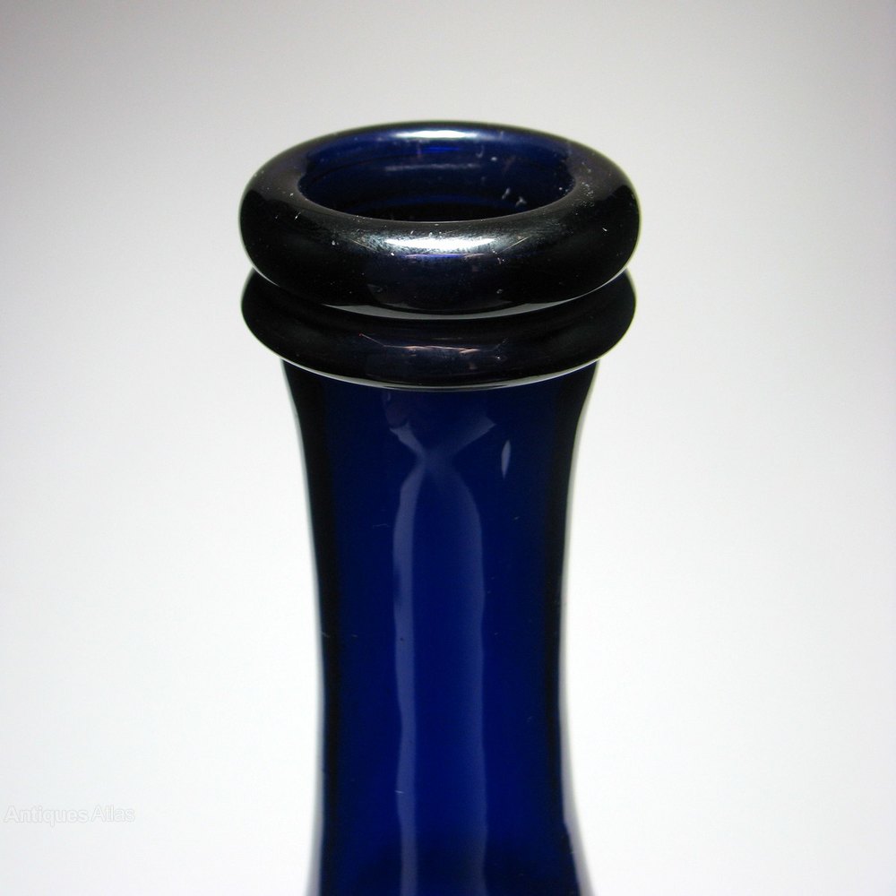 Antiques Atlas Pair Of Blue Glass Serving Bottles C1840