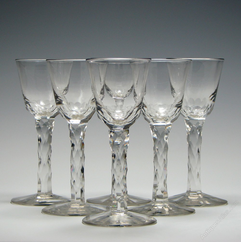 Antiques Atlas Six Facet Cut Stem Wine Glass C1840