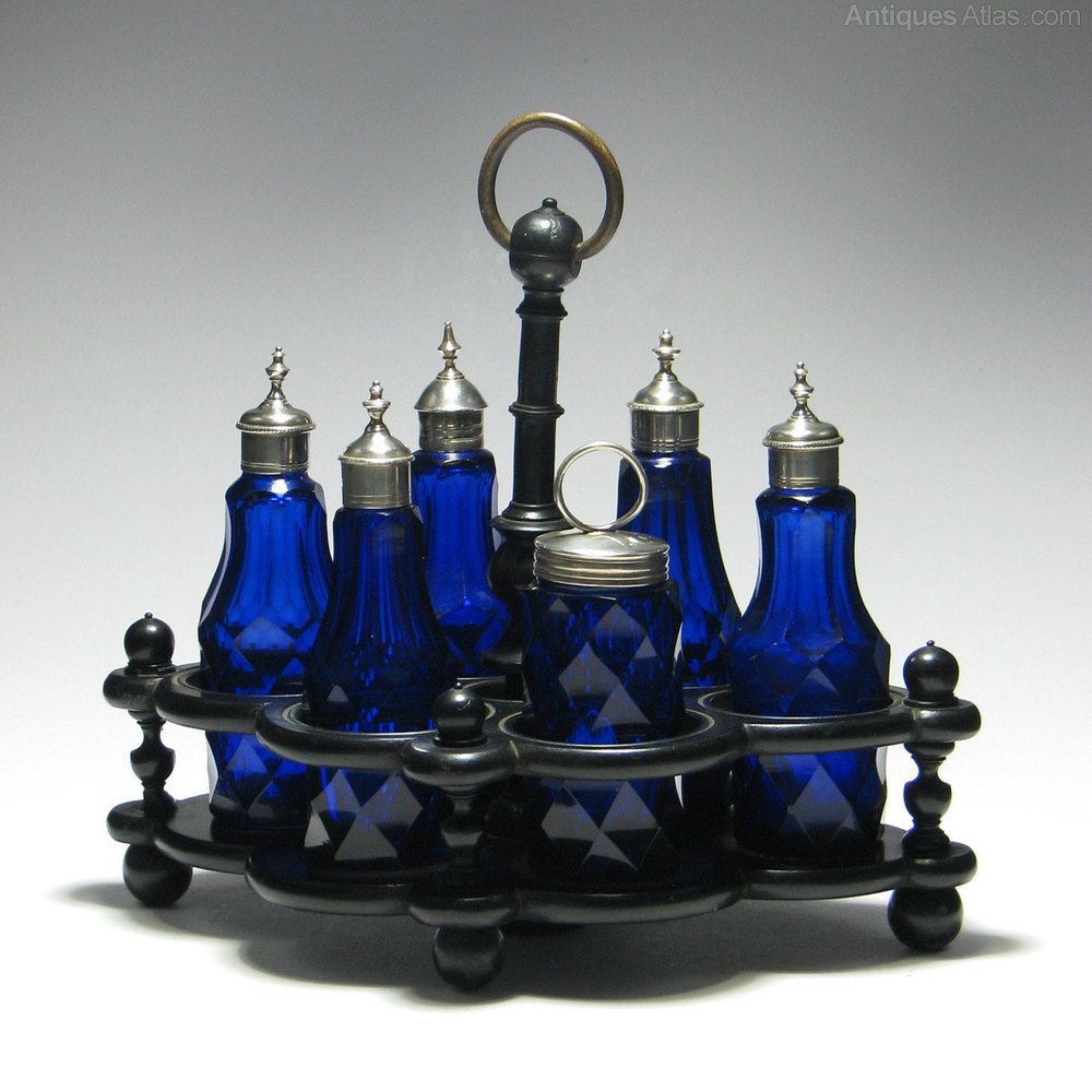 Antiques Atlas Six Piece Blue Glass And Silver Cruet Set