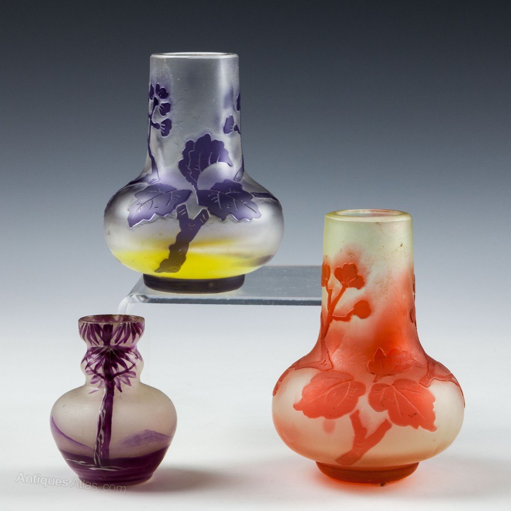 Antiques Atlas Three Miniature Cameo Glass Vases Inc Galle