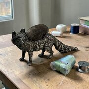 Antique Silver Mounted Fox Pin Cushion 