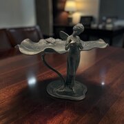 Art Nouveau Bronze Fairy Bird Bath 