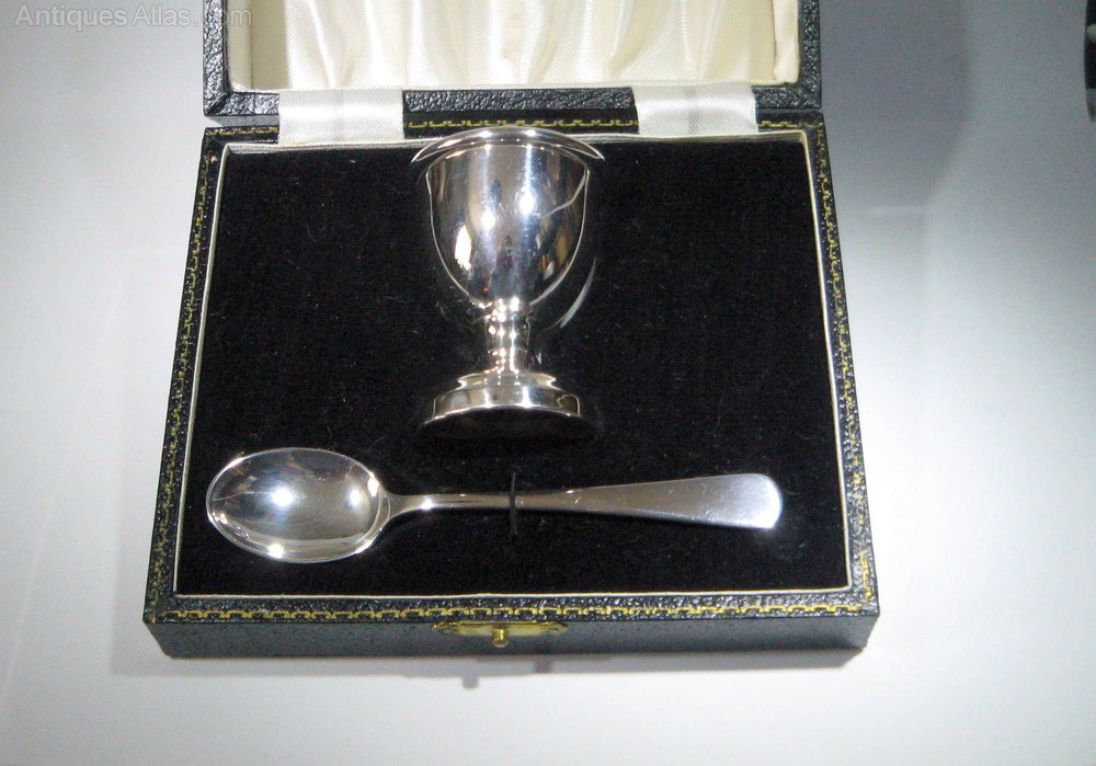 Antiques Atlas Fine Vintage Silver Egg Cup & Matching Spoon