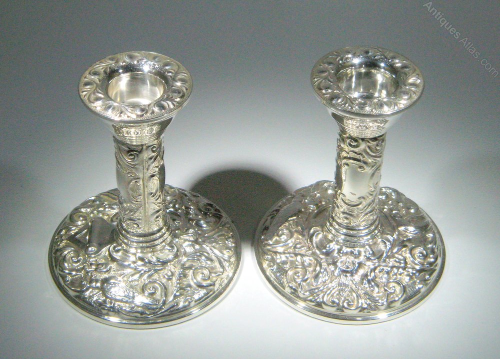 Antiques Atlas Pair Of Ornate Vintage Silver Candlesticks, 1975
