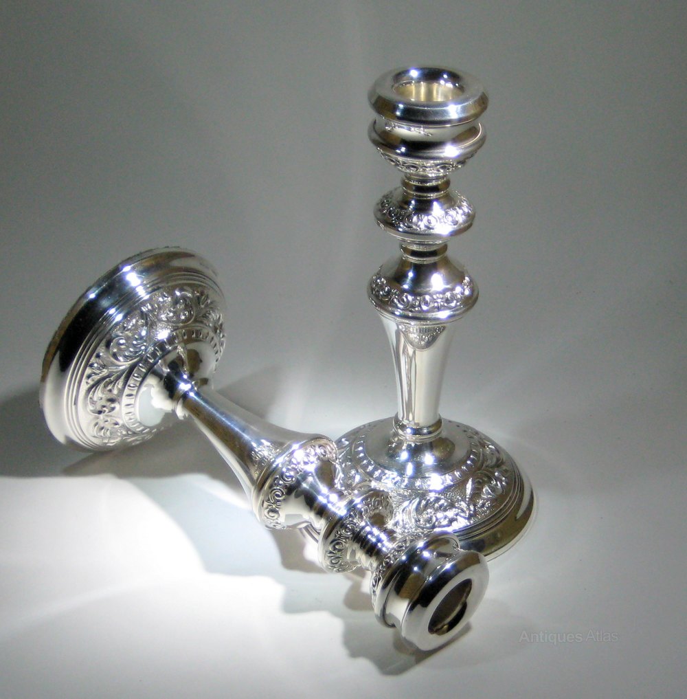 Antiques Atlas Pair Of Large Vintage Silver Ornate Candlesticks