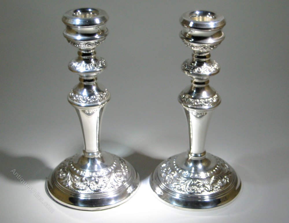 Antiques Atlas Pair Of Large Vintage Silver Ornate Candlesticks