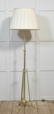 Adjustable Arts And Crafts–Style Brass Tripod Floor Lamp