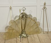 Brass Pierced Peacock Fire Fan
