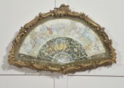 Decorative European Fan In Carved And Gilt Frame