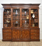 George III Style Mahogany Breakfront Library Bookcase