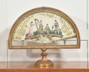 Gilt Wood Framed Decorative Fan With Pastoral Music
