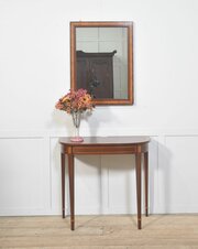 Inlaid Mahogany Console Table With Matching Wall Mirror
