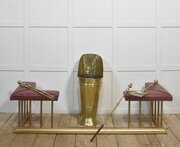  Metal Fireplace Fender With Upholstered Seats