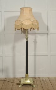 Neoclassical Brass And Black Column Standard Lamp 
