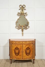 Neoclassical Satinwood Marquetry Demi-Lune Side Cabinet 