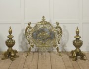 Ornate Pierced Brass Fire Screen