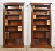 Pair Of Tall Mahogany Open Bookcases