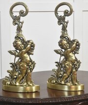 Pair Of Brass Putti Door Stops