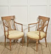 Pair Of Light Mahogany Lyre-Back Armchairs