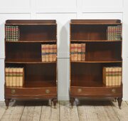 Pair Of Mahogany Inlaid Open Bookcases