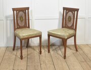 Pair Of Painted Edwardian Satinwood Cane-Back Side