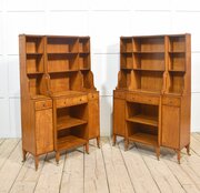 Pair Of Satinwood Open Breakfront Waterfall Bookcases