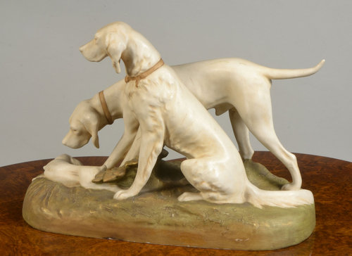 アンティーク雑貨  Dux Hunting Dogs Figurine Antiques Atlas - Royal Dux Figure Of Two Hunting Dogs as135a1243