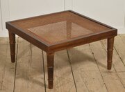 Square Mahogany Table Or Stool With Caned Top