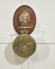Wall-Hanging Oak Dinner Gong With Brass Horse Head