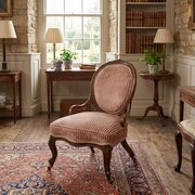 Walnut Oval Back Open Armchair