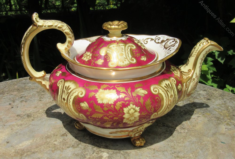 Antiques Atlas English Porcelain FinelyGilded Teapot C1840