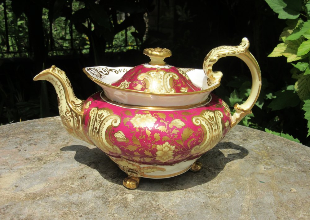 Antiques Atlas English Porcelain FinelyGilded Teapot C1840