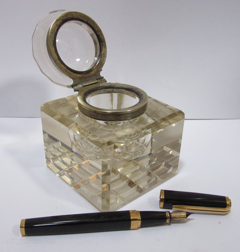 Antiques Atlas Large Victorian Cut Glass Desk Top Inkwell C1880