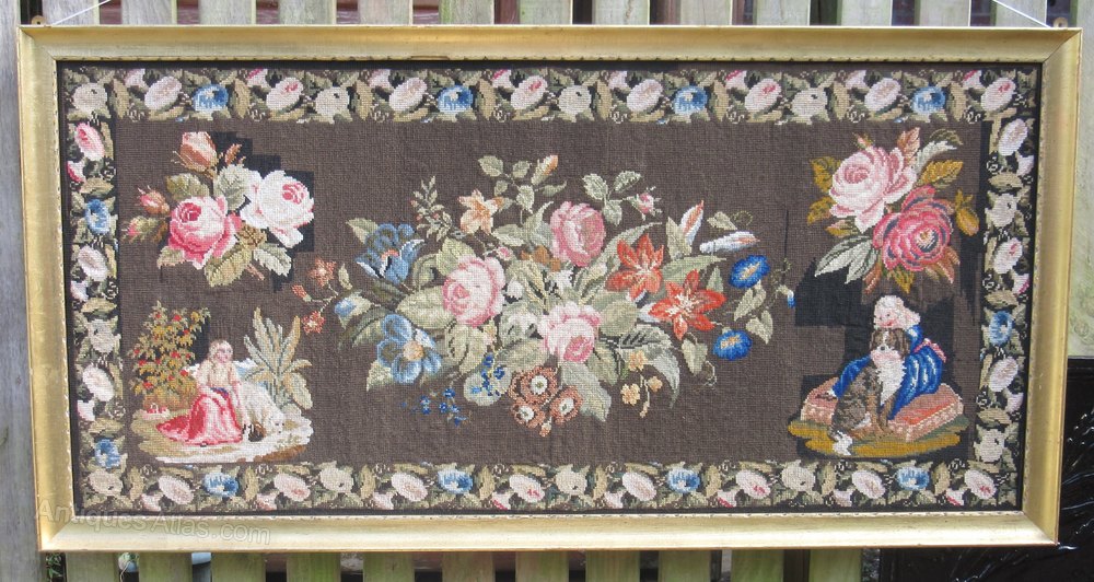 Antiques Atlas Large Victorian Needlework Tapestry Panel