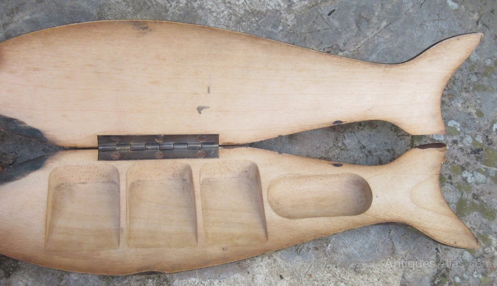 Antiques Atlas Painted Wooden Fish Box C1910