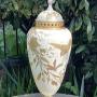 Victorian Porcelain Cream and Gilt Lamp c1890