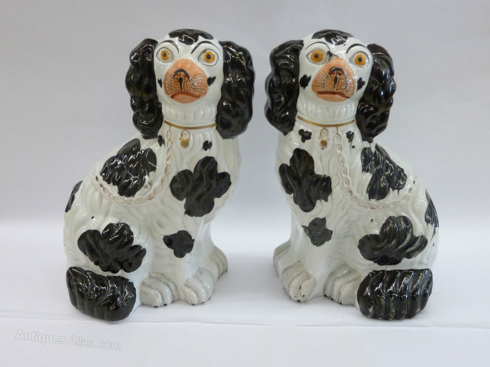 Antiques Atlas Antique C1870 Staffordshire Dogs Black And White Antique C1870 Staffordshire Dogs