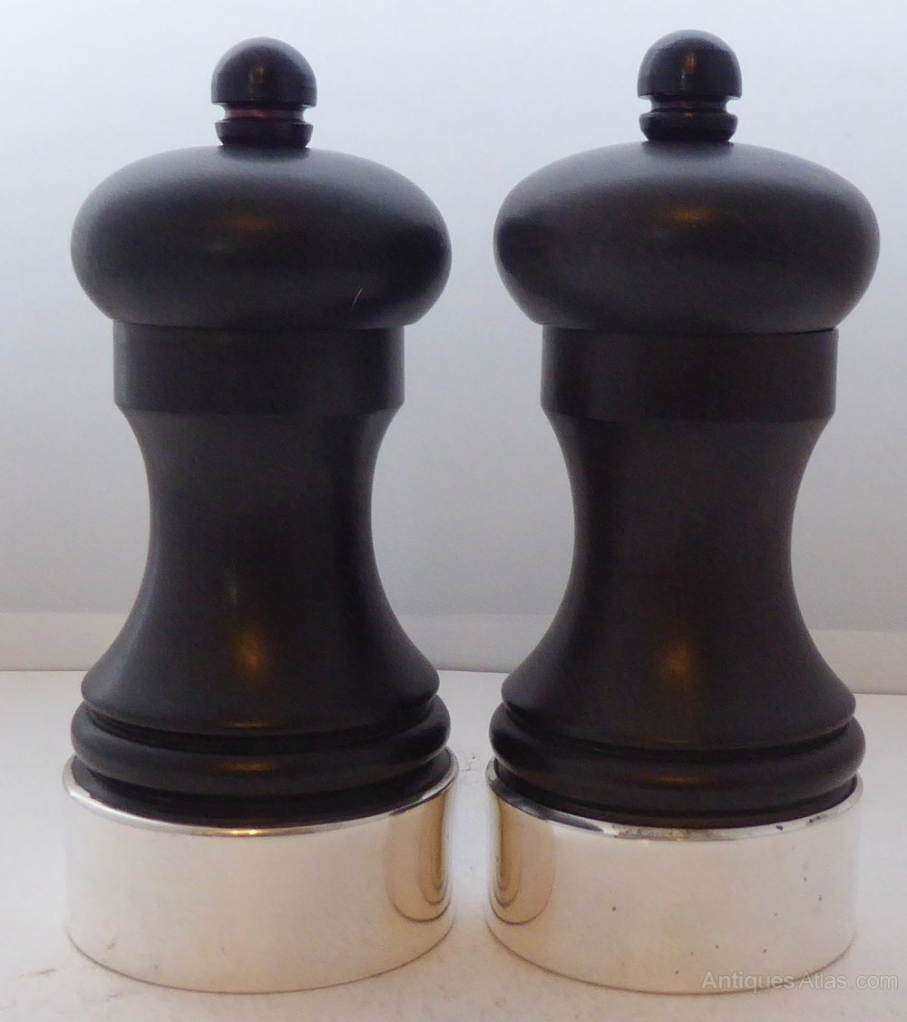 Antiques Atlas Asprey Silver Ebony Salt And Pepper Grinders Mills