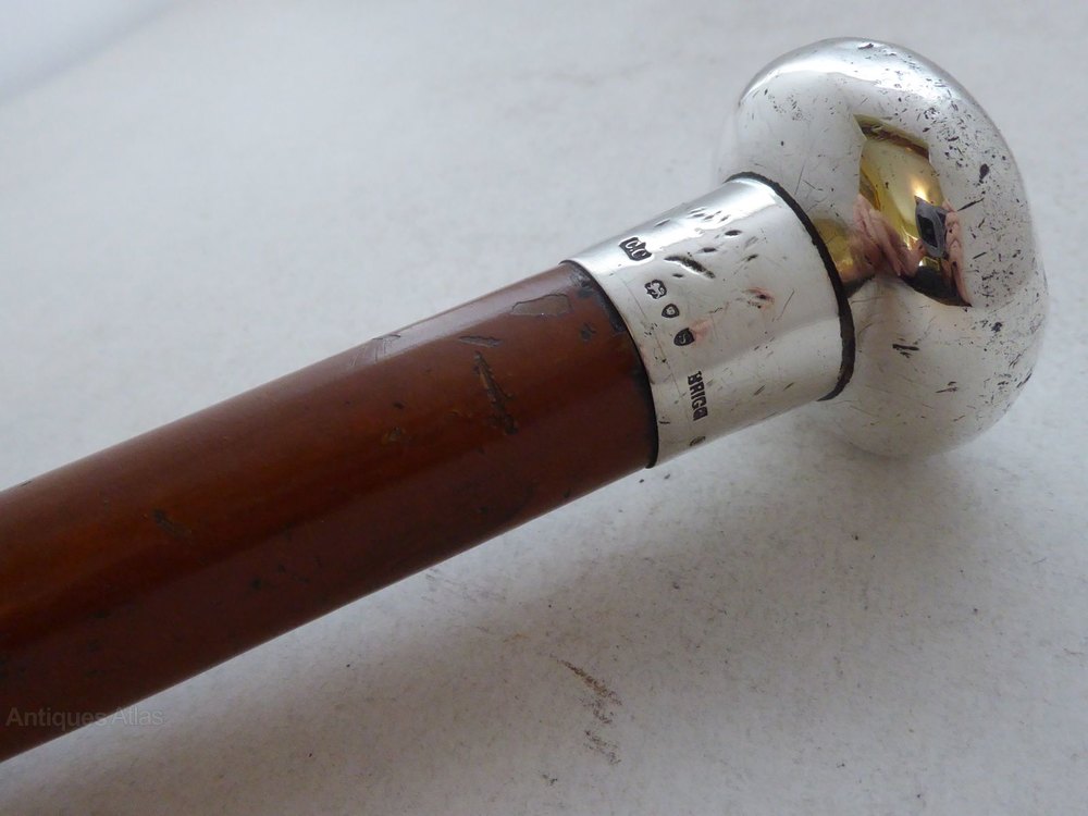 Ancienne canne argent et jonc de Malacca 91 cm - Collection