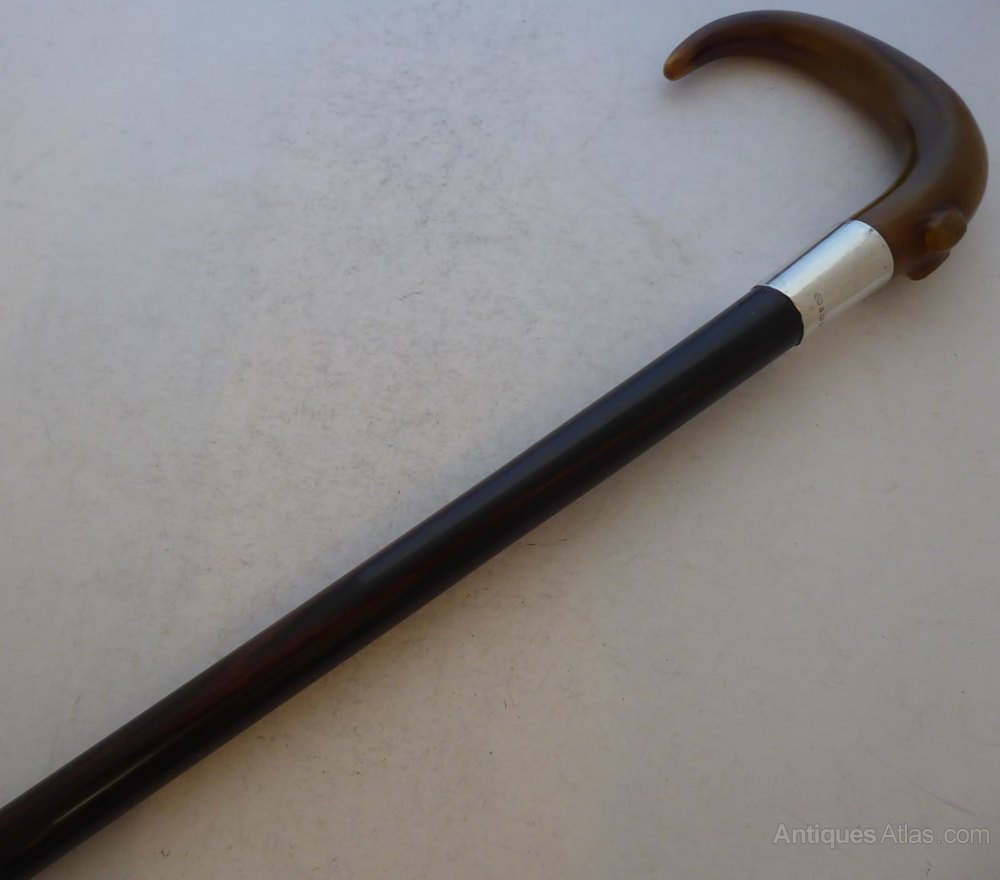 Antiques Atlas London 1928 Walking Stick Solid Silver Rosewood