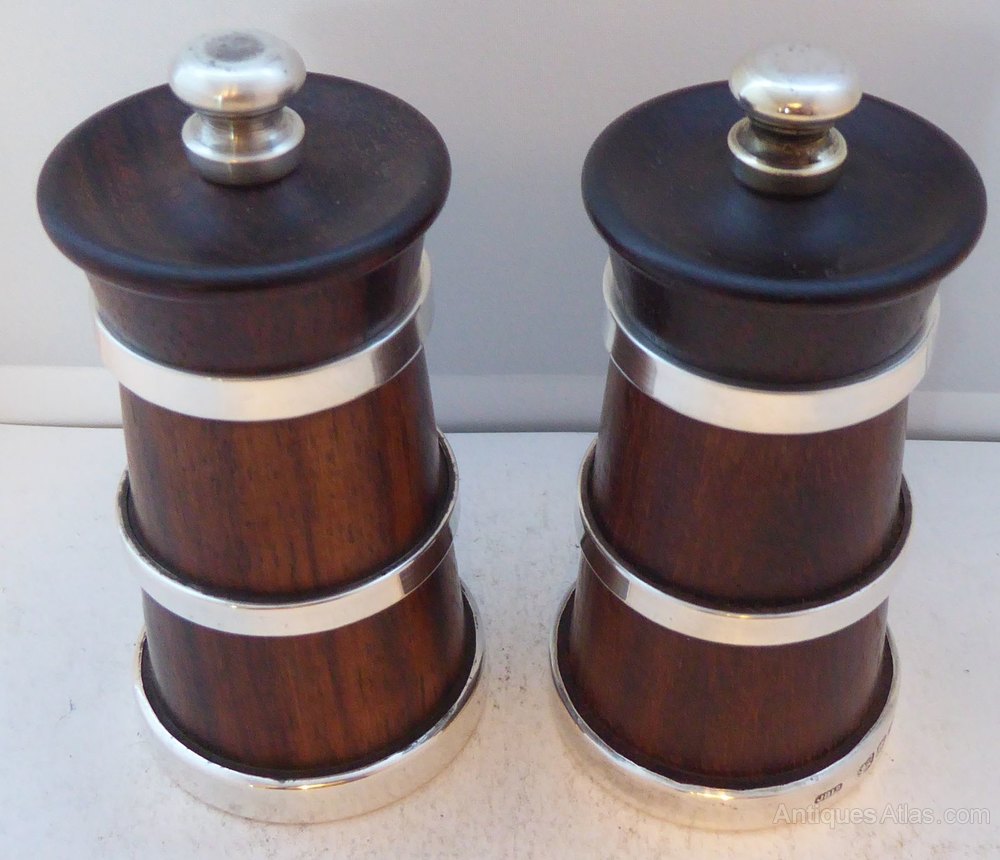 Antiques Atlas Silver Cruet Set Salt & Pepper Grinders Mills