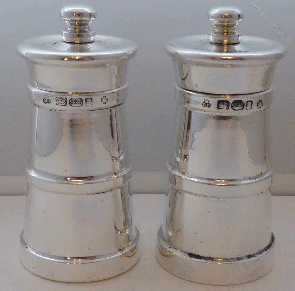 Antiques Atlas Silver Cruet Set Salt And Pepper Grinders Mills