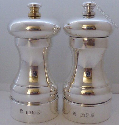 Antiques Atlas Silver Cruet Set Salt And Pepper Grinders Mills