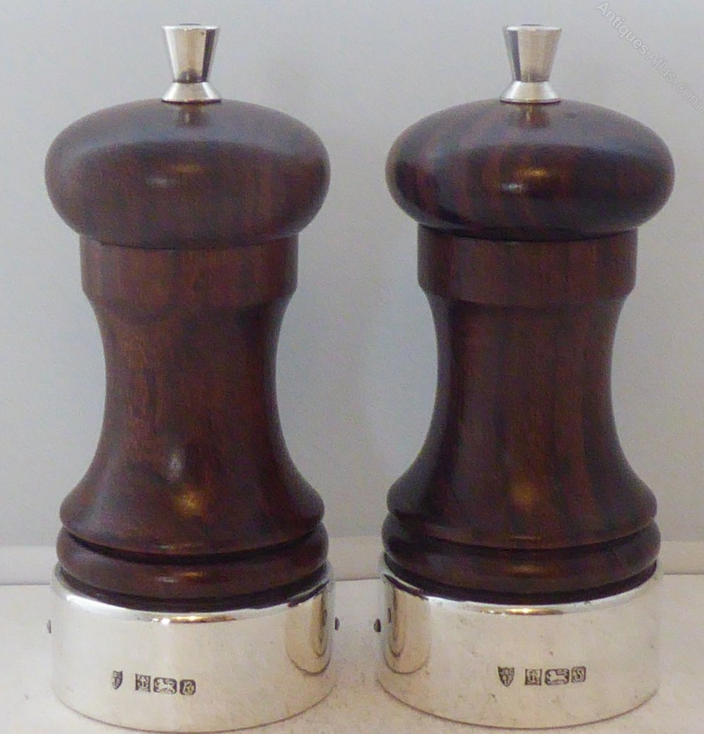 Antiques Atlas Silver Lignum Vitae Cruet Set Salt And Pepper Mill