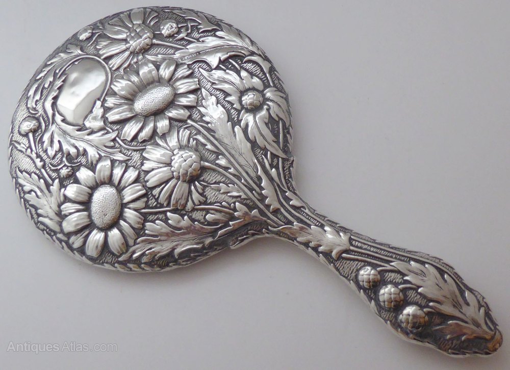 Antiques Atlas - Solid Silver Hand Mirror Birmingham 1903